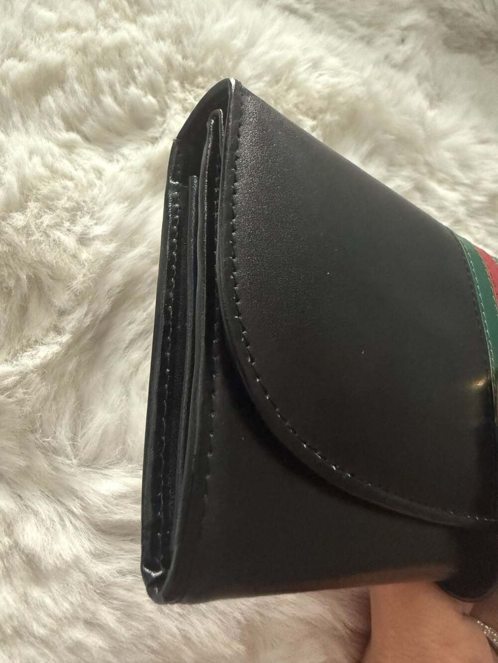 Authentic Vintage Gucci Sherry Line Long Wallet with Green and Red Web and Gold - Picture 5 of 10